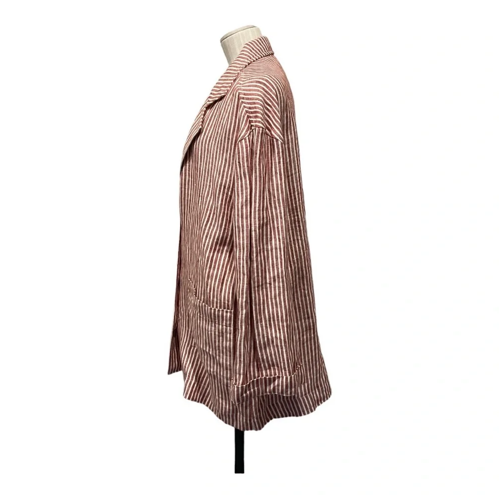 Mara Hoffman Red Stripe Linen Blazer XL Chic and Comfortable - Picture 4 of 16